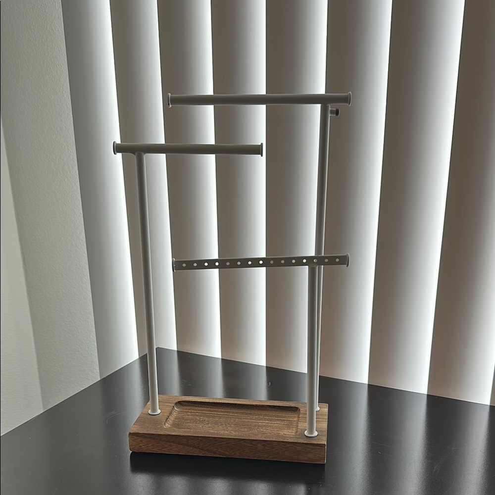 White and Wood Jewelry Stand
